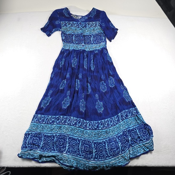 MPH Dresses & Skirts - MPH Vintage Boho Hippie Dress Women's Size Large Blue Floral Long